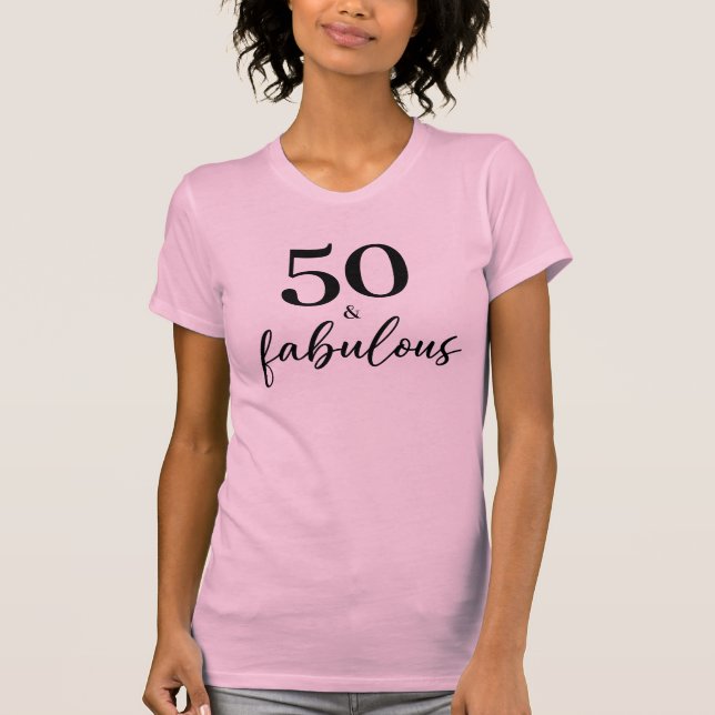Simples Chic 50 e Fabulosa t-Shirt de Aniversário (Frente)