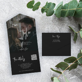 Simples código QR de foto preto e branco RSVP casa