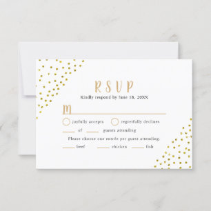 Simples Confetti Dourado Falso RSVP de Casamento +