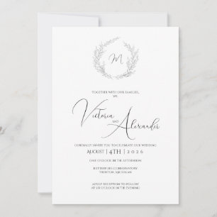 Simples convite de casamento com monograma de lour