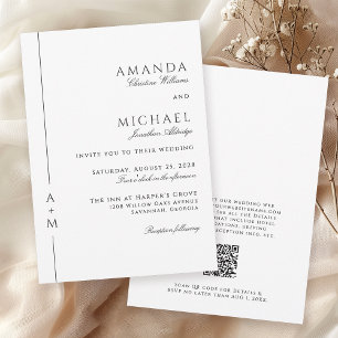 Simples Convite de Casamento com Monograma em QR c