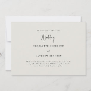 Simples Convite de Casamento Cream Sem Pais