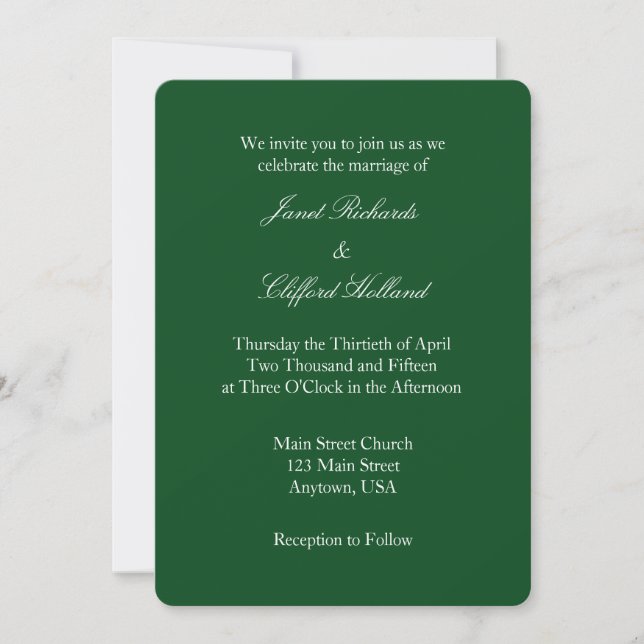 Simples Convite De Casamento De Casamento Verde Es (Frente)