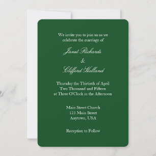 Simples Convite De Casamento De Casamento Verde Es
