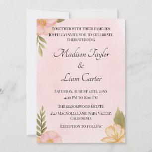 Simples Convite De Casamento Floral Blush