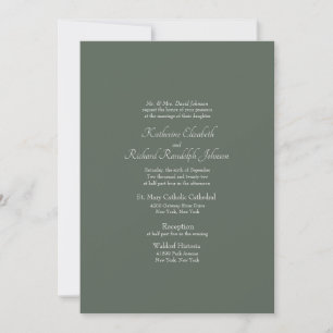 Simples Convite de Casamento Formal Verde Escuro I