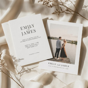 Simples Convite de Casamento Foto Dupla Face com O