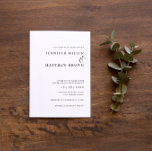 Simples convite de casamento minimalista e moderno<br><div class="desc">Convide convidados para o seu casamento com este simples convite de casamento personalizável tipográfico. Este convite de casamento é perfeito para qualquer estação. Para personalização mais avançada deste design, por exemplo, alteração do layout, da fonte ou do tamanho do texto, clique no botão "PERSONALIZAR" acima. Por favor, entre em contato...</div>