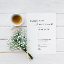 Simples convite de casamento minimalista e moderno