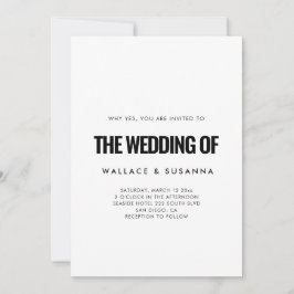 Simples convite de casamento preto e branco minima