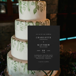 Simples Convite de Casamento Preto e Branco Sem Pa