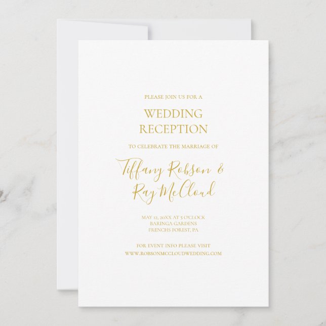 Simples Convite de Recepção de Casamento Elegante  (Frente)