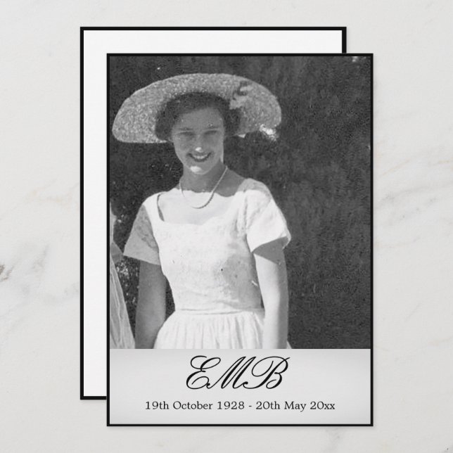 Simples Convite Elegante Fotográfico do Memorial F (Frente/Verso)