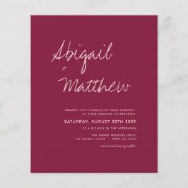 Simples Convite Moderno De Casamento De Burgundy D