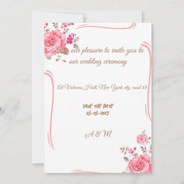 simples convite para casamento com flores de rosa
