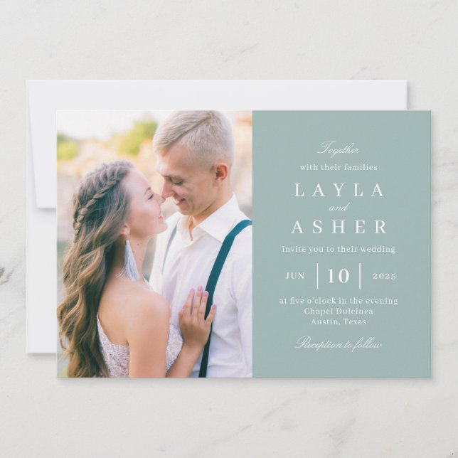 Simples convite para casamento de fotos unidas SUN (Frente)