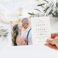 Simples convite para casamento de fotos unidas SUN