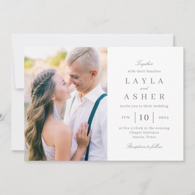 Simples convite para casamento de fotos unidas SUN (Frente)