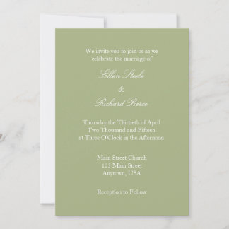 Simples Convite Para Casamento De Sage Olive Green