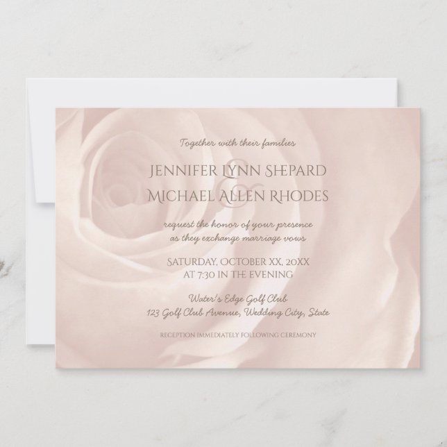 simples convite para casamento elegante de rosa-ro (Frente)