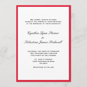 Simples convite para casamento vermelho de borda v