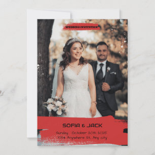 Simples convite para casamento vermelho e preto