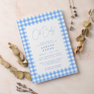 Simples convite para chás de fraldas de gingham az