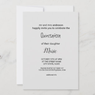 simples convite para Quinceañera rosa gold