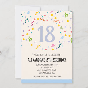Simples convites para 18 anos Confetti Modern