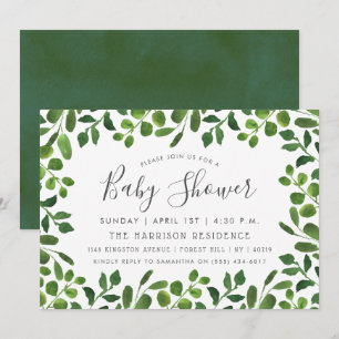 Simples Convites para Bebê Foliage Chic