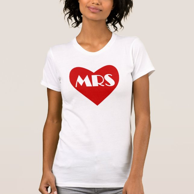 Simples coração branco vermelho Sra. Título Camisa (Frente)