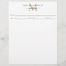 Simples da Cozinha da Receita do Monograma Dourado