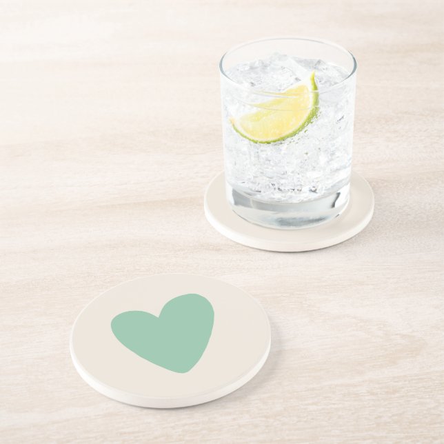 Simples Deafoam Mint Green Heart Porta copos Sands (Lateral)