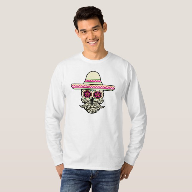 Simples Dia de Muertos Skull com Camisa de Capa de (Frente Completa)