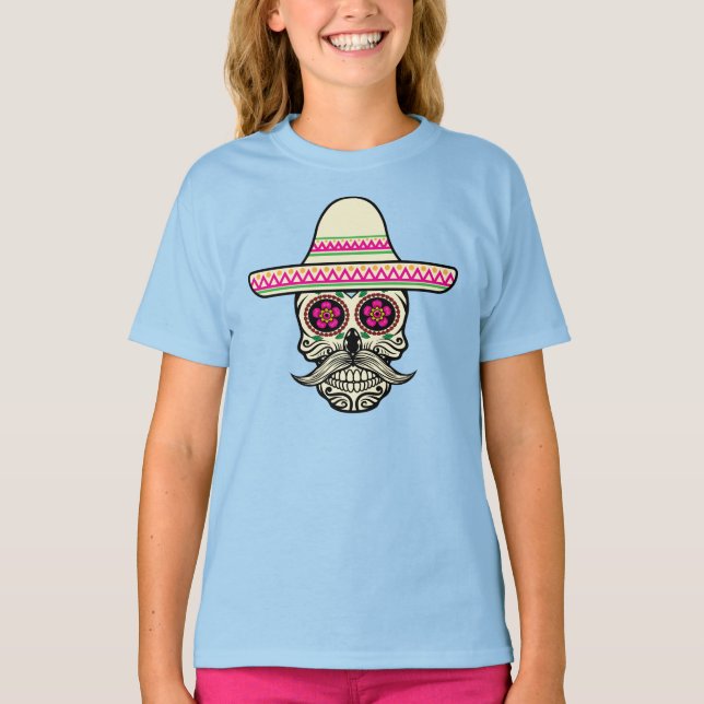 Simples Dia de Muertos Skull com Camisa de Capa de (Frente)