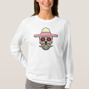 Simples Dia de Muertos Skull com Camisa de Capa de
