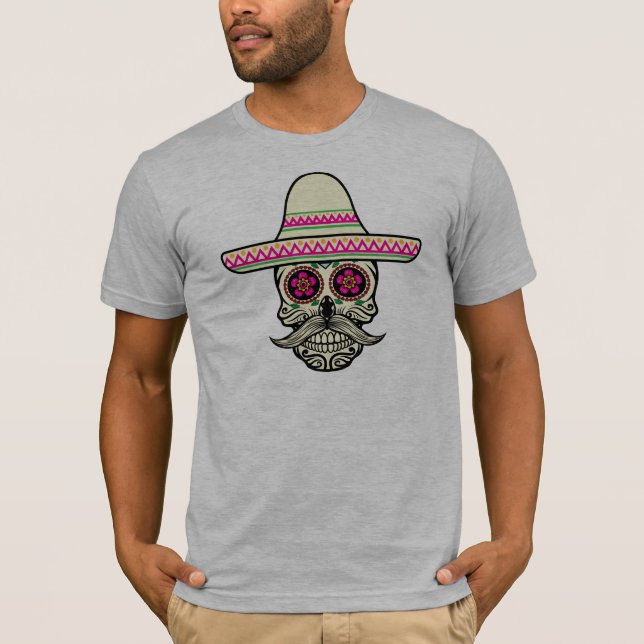 Simples Dia de Muertos Skull com Chapéu | Camiseta (Frente)