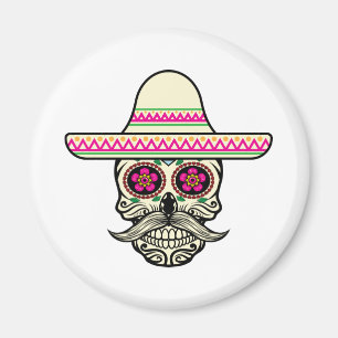 Simples Dia de Muertos Skull com Chapéu Íman