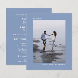 Simples Dusty Blue BUDGET Foto Convite para Casame