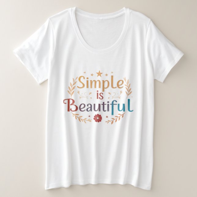 Simples é Bonito – Camiseta Feminina Tamanhos Plus (Frente do Design)