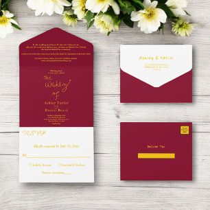 Simples E Dourado Casamento Moderno Elegante