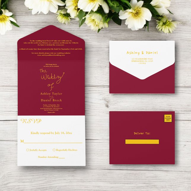 Simples E Dourado Casamento Moderno Elegante (Criador carregado)