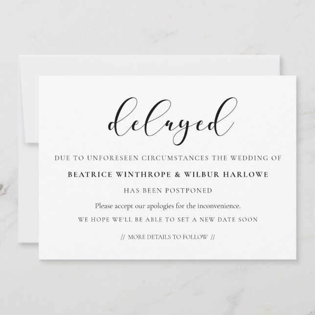 Simples e elegante anúncio de casamento atrasado (Frente)