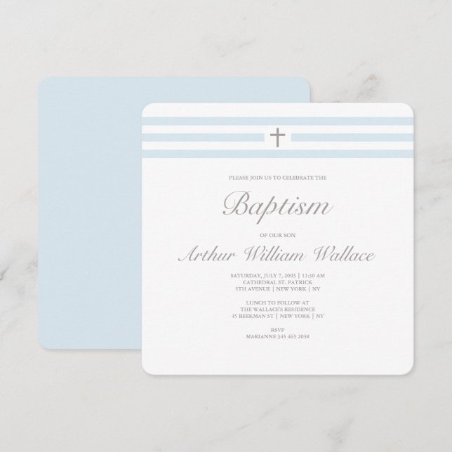 Simples e elegante convite para batismo (Frente/Verso)