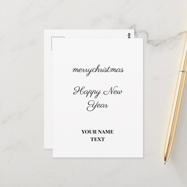 simples e mínimo adicione seu cartão de ano novo (Frente/Verso In Situ)