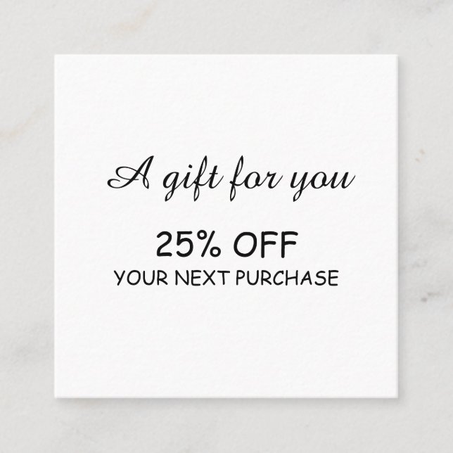 simples e moderno cartão de desconto de caligrafia (Frente)