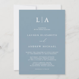 Simples Elegante 1 Convite De Casamento Dusty Blue