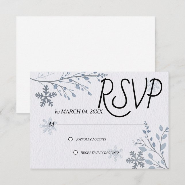 Simples Elegante Clássico Moderno RSVP de Casament (Frente/Verso)