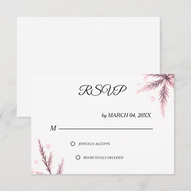 Simples Elegante Clássico Moderno RSVP de Casament (Frente/Verso)