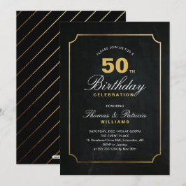 Simples Elegante Dourado 50º Convite de Aniversári
